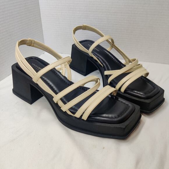 Vagabond Hennie 90s Strappy Cream Leather Platform Chunky Heeled Sandal 10 Y2K - Picture 1 of 12